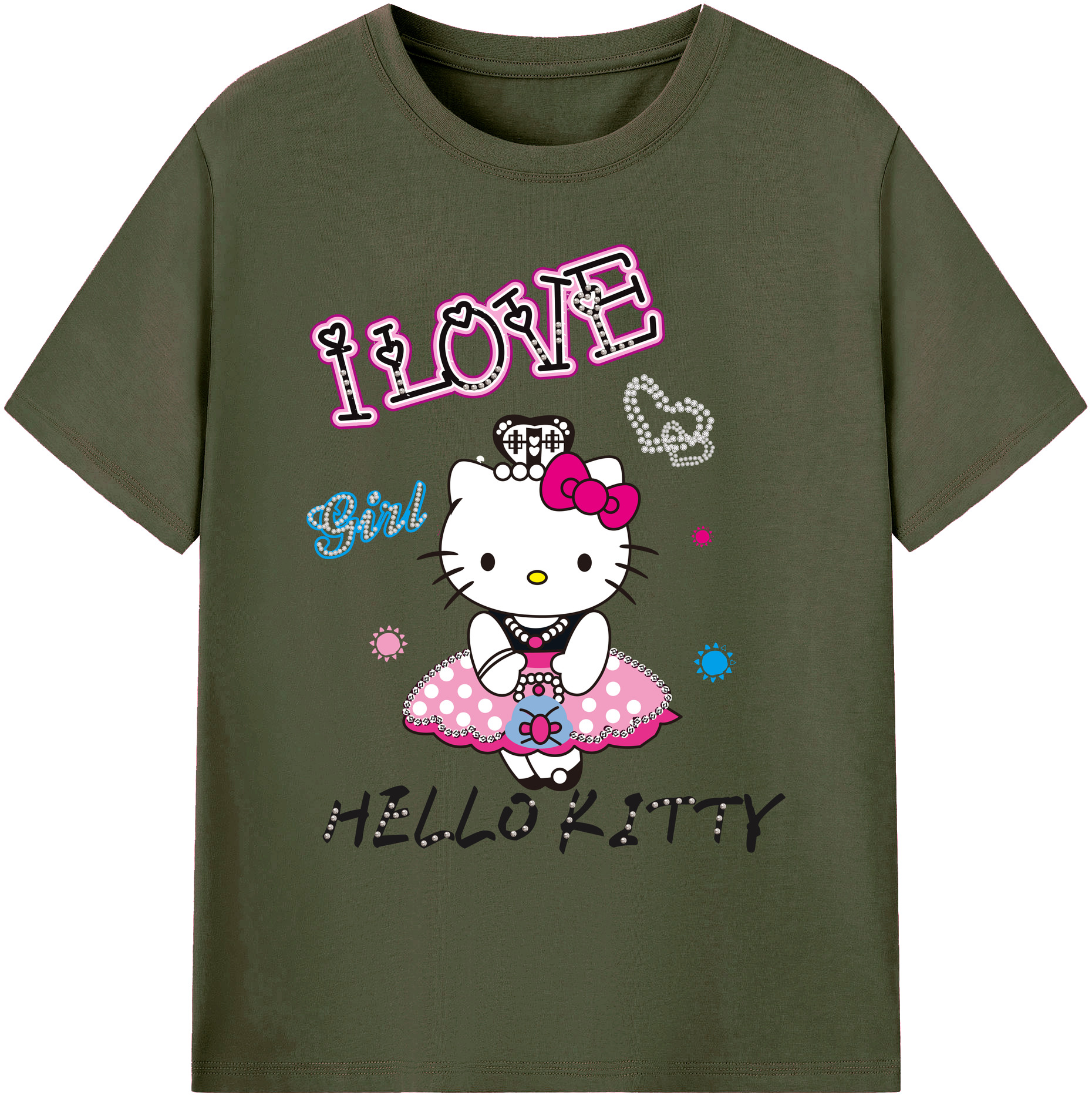 （画像用） Hello Kitty ハローキティ 綿100％ メンズ半袖Tシャツ｜肌触りやわらか＆通気性